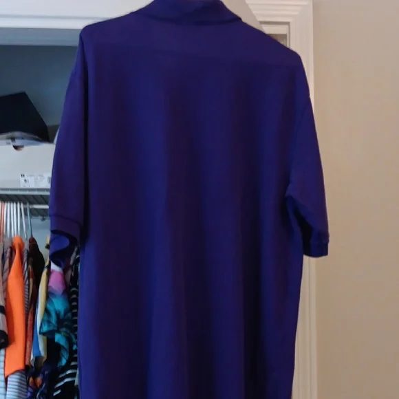 Polo Ralph Lauren Mens Purple Short Sleeve Polo Shirt LT Tall Yellow Pony Logo - Picture 6 of 10